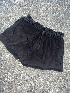 aerie Black Paperbag Waist Drawstring Lounge Shorts